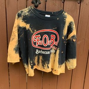 Up-cycled cropped bleach dyed tshirt
